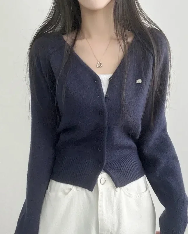 Ele ort Knitted Open Cardigan Women's V-Ne Sweater Jaet Slimming Autumn Winter Faion Casual Chic Girl's Outerwear