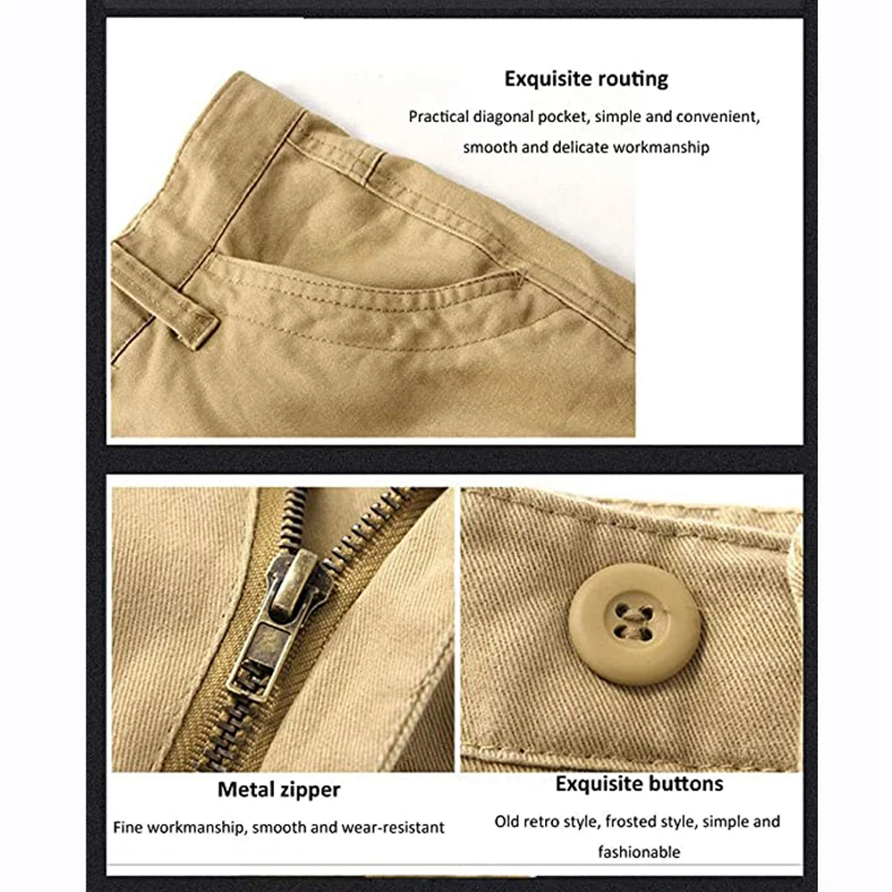 6 POCKETS US Mens Cargo Trousers 100% Cotton Work Trousers Tactical Combat Outdoor Pants - Image 4