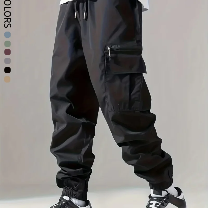 Men's Cargo Pants, Thin Trousers, Comfortable and Breathable, Outdoor Casual, Wearable, Running, Cycling, Multi-pocket 004