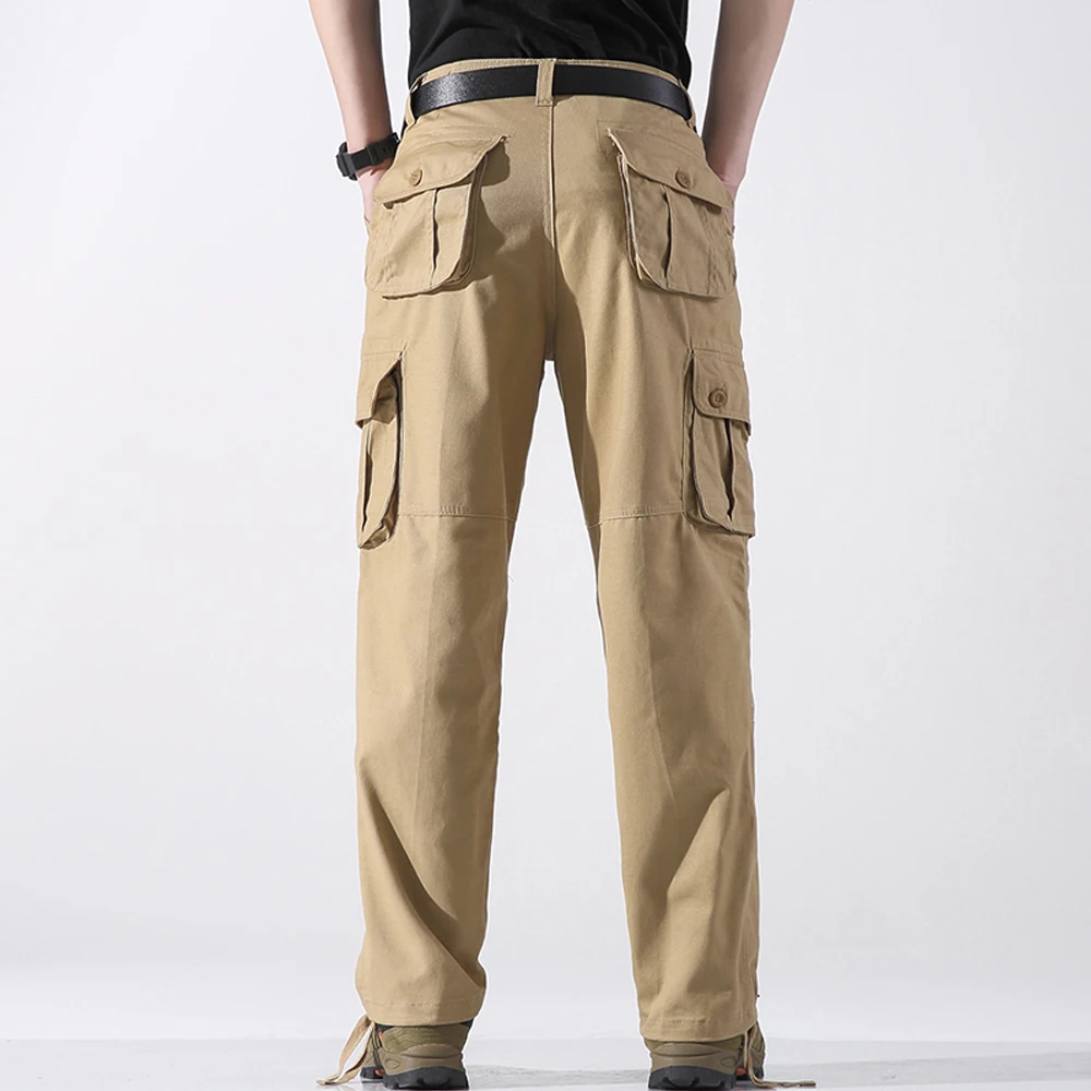 6 POCKETS US Mens Cargo Trousers 100% Cotton Work Trousers Tactical Combat Outdoor Pants - Image 2